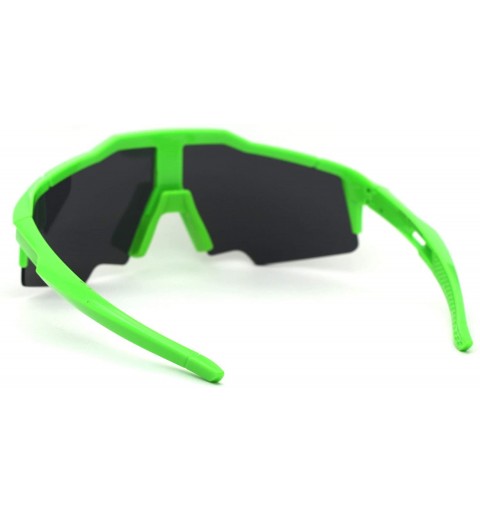 Shield Robotic Futuristic Shield Plastic Sport Solid Black Lens Sunglasses - Green - C118Z3KGO0N $12.42