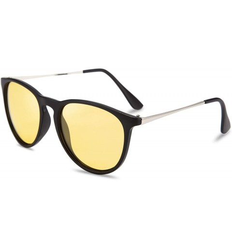 Oval Night Vision Driving Glasses Polarized Anti-glare Clear Sunglasses Women Men - Sand Black Frame - C4193244S6D $16.26
