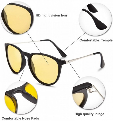 Oval Night Vision Driving Glasses Polarized Anti-glare Clear Sunglasses Women Men - Sand Black Frame - C4193244S6D $16.26