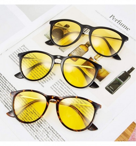 Oval Night Vision Driving Glasses Polarized Anti-glare Clear Sunglasses Women Men - Sand Black Frame - C4193244S6D $16.26