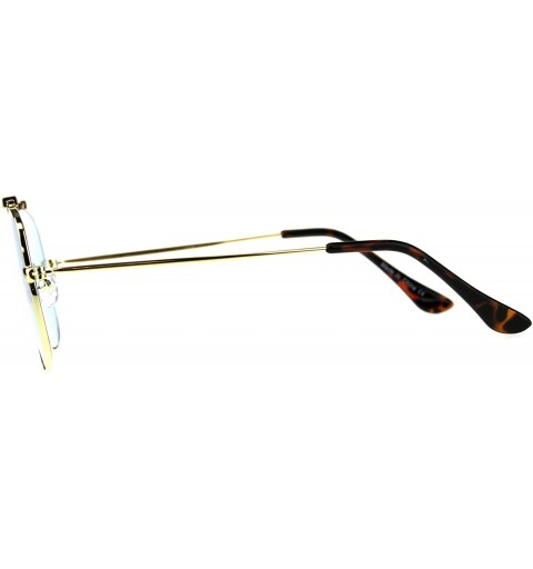 Rectangular Mens Rectangular Flat Top Bridgeless Pop Color Lens Metal Sunglasses - Blue - C218C98ZEC3 $17.27