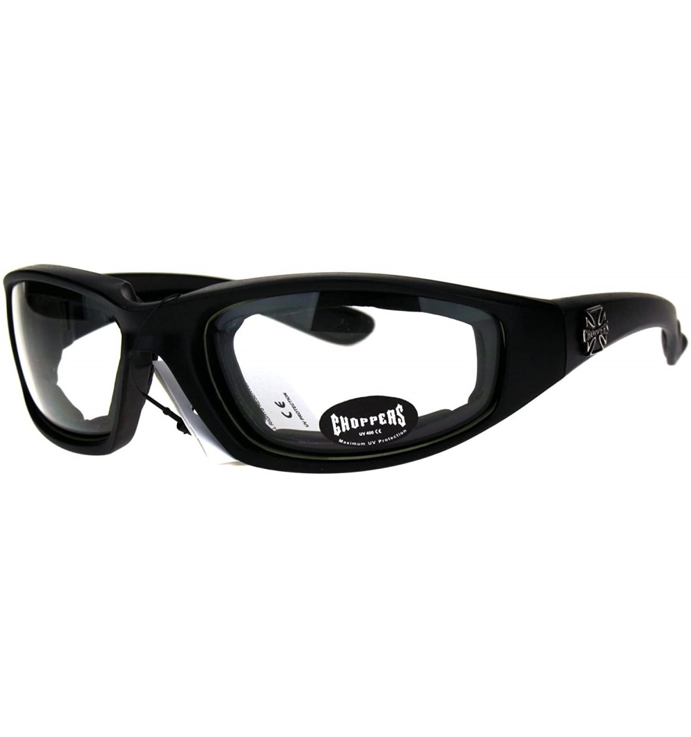 Sport Foam Padded Biker Wind Breaker Motorcycle Riding Sunglasses - Black Clear - CM182INRIWW $9.04