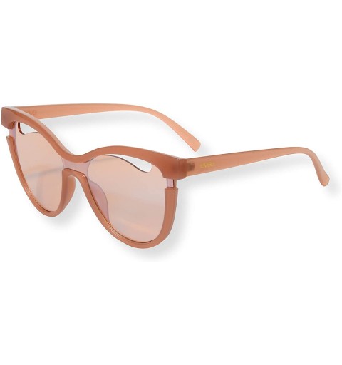 Cat Eye Trendy Designer Oversize Cat-Eye Shield Sunglasses with Reflective Mirror Lense (Mia) - Pink - CA18HKX98GN $8.91