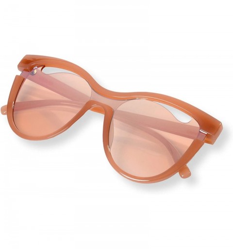 Cat Eye Trendy Designer Oversize Cat-Eye Shield Sunglasses with Reflective Mirror Lense (Mia) - Pink - CA18HKX98GN $8.91