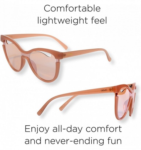 Cat Eye Trendy Designer Oversize Cat-Eye Shield Sunglasses with Reflective Mirror Lense (Mia) - Pink - CA18HKX98GN $8.91