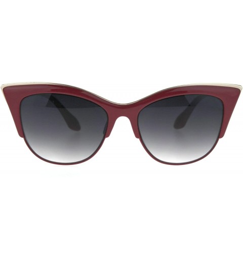 Cat Eye Womens High Point Squared Half Rim Look Cat Eye Sunglasses - Red - CM11ZFVWAW1 $11.29