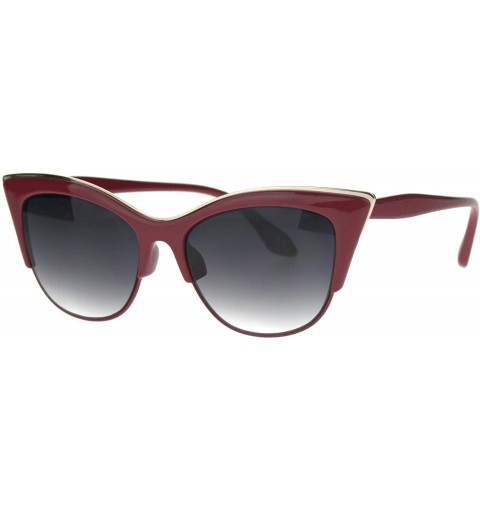 Cat Eye Womens High Point Squared Half Rim Look Cat Eye Sunglasses - Red - CM11ZFVWAW1 $11.29
