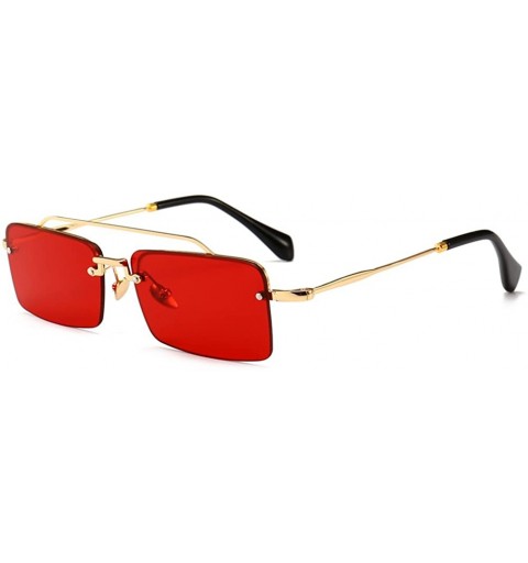 Rectangular Tiny Sunglasses Rimless Men Summer Accessories Women Retro Sun Glasses Rectangle - Red - C718EH2I40H $12.75