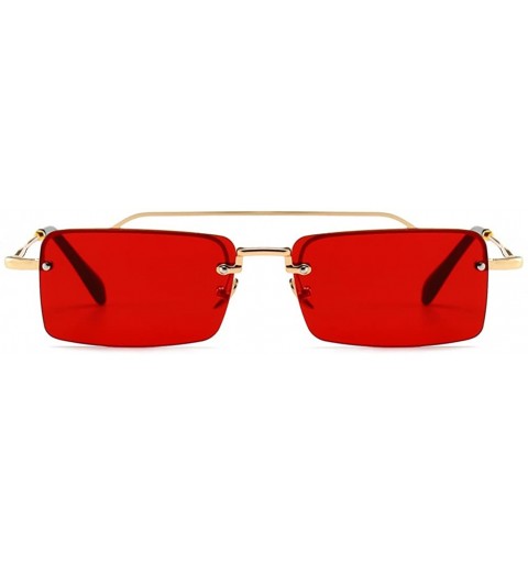 Rectangular Tiny Sunglasses Rimless Men Summer Accessories Women Retro Sun Glasses Rectangle - Red - C718EH2I40H $12.75
