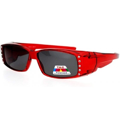 Wrap The Vibrant" Polarized Rhinestone Sunglasses Fit Over Reading Glasses Oval Rectangular Cover Sunglasses - CB18KZ0LHW7 $2...
