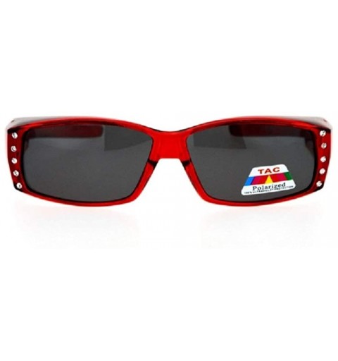 Wrap The Vibrant" Polarized Rhinestone Sunglasses Fit Over Reading Glasses Oval Rectangular Cover Sunglasses - CB18KZ0LHW7 $1...