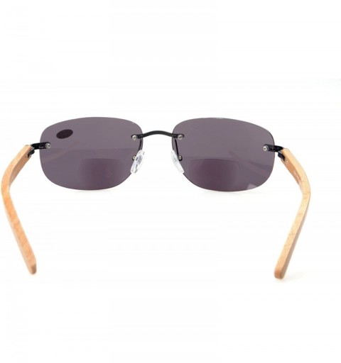 Rimless Mens Womens Rimless Bifocal Sunshine readers In Wood Temple And Spring Hinges - Black - CC180RN9IQR $14.30