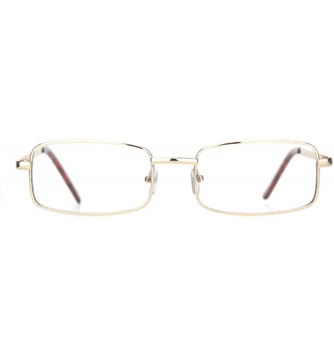 Rectangular Classic Mens 90s Rectangular Clear Lens Metal Rim Eyeglasses - Gold - C018NKN8YNO $7.70