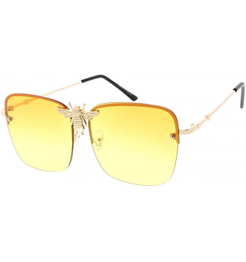 Aviator Urban Fashion Half Frame Square Mega-Bee Aviator Sunglasses - Yellow - C418ASA3R06 $14.08