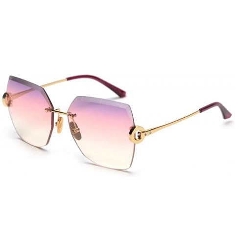 Rimless Brown No Frame Big Sunglasses Women Rhinestone Rimless Sun Glasses for Women Square UV400 - Purple Pink - CW18ALIHHGY...