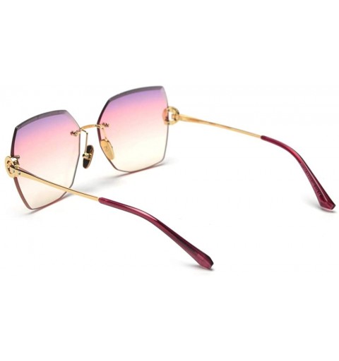 Rimless Brown No Frame Big Sunglasses Women Rhinestone Rimless Sun Glasses for Women Square UV400 - Purple Pink - CW18ALIHHGY...