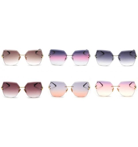 Rimless Brown No Frame Big Sunglasses Women Rhinestone Rimless Sun Glasses for Women Square UV400 - Purple Pink - CW18ALIHHGY...