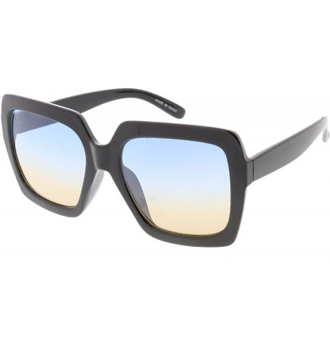 Square Heritage Modern "Lo-Rider" Thick Square Frame Sunglasses - Blue - C618GYC0M68 $10.52