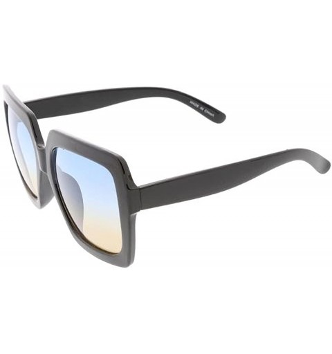 Square Heritage Modern "Lo-Rider" Thick Square Frame Sunglasses - Blue - C618GYC0M68 $10.52