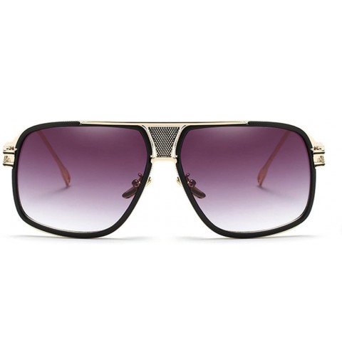 Oversized Double-Bridge Sunglasses Driving Men Oversized Retro Sun Protection Square Metal Eyewear - CT18D748K38 $44.70