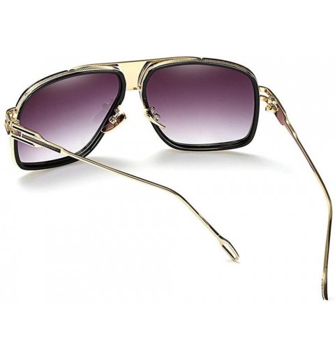 Oversized Double-Bridge Sunglasses Driving Men Oversized Retro Sun Protection Square Metal Eyewear - CT18D748K38 $44.70