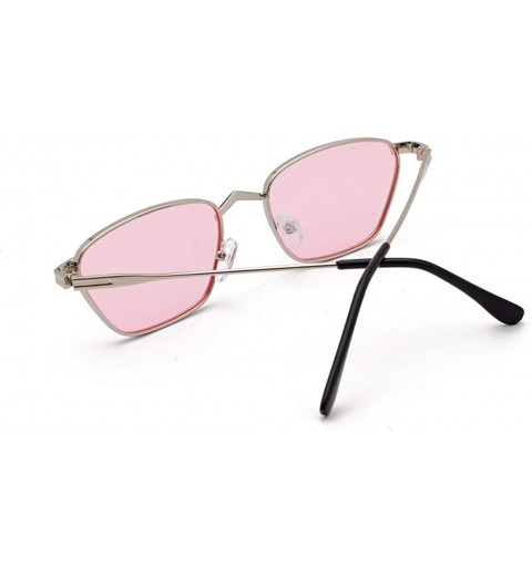 Square Square Retro Vintage Nerd Style Sunglasses Colored Small Metal Frame Eyewear for Women Men - Pink - CE18UD9A483 $10.68