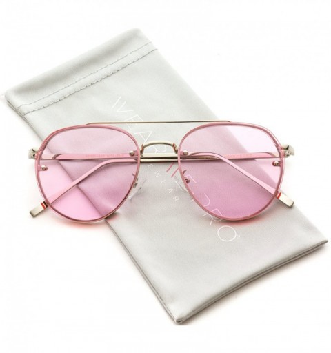 Round Colorful Tinted Lens Metal Frame Aviator Sunglasses - Pink Tint - CP12O7FEV2X $14.09