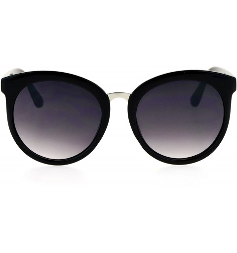 Butterfly Double Frame Sunglasses Womens Round Butterfly Oversized Fashion Shades - Black (Smoke) - C6186AHT0HC $15.70