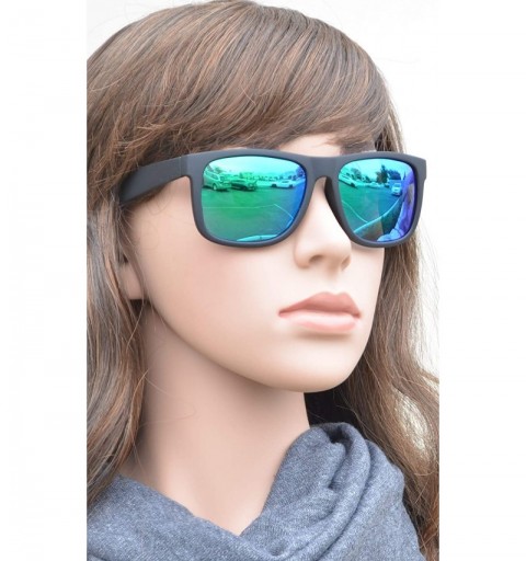 Wayfarer Clear Frame Polarized Square Sunglasses Women Men - UV Protection Color Mirror Lens- Retro Sports Beach - C718GC4TX0...
