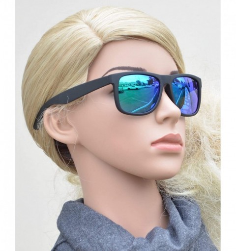 Wayfarer Clear Frame Polarized Square Sunglasses Women Men - UV Protection Color Mirror Lens- Retro Sports Beach - C718GC4TX0...