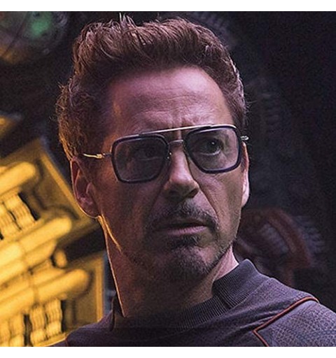 Square Tony Stark Edith Sunglasses Retro Square Eyewear Metal Frame for Men Women Sunglasses Downey Iron Man - Brown - CR192D...