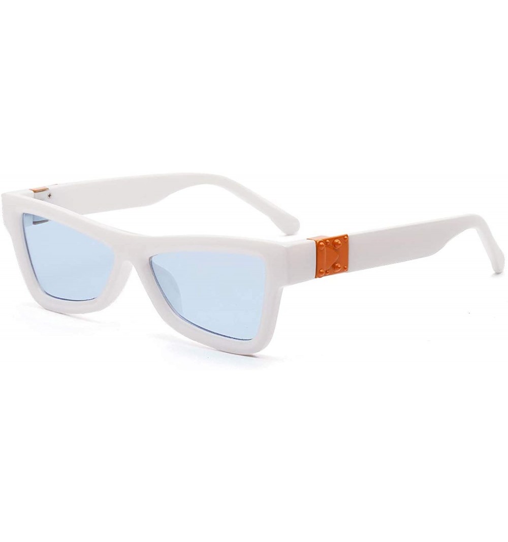 Square Fashion Sunglasses Leopard Vintage Designer - White - C018SXH0QKL $10.31