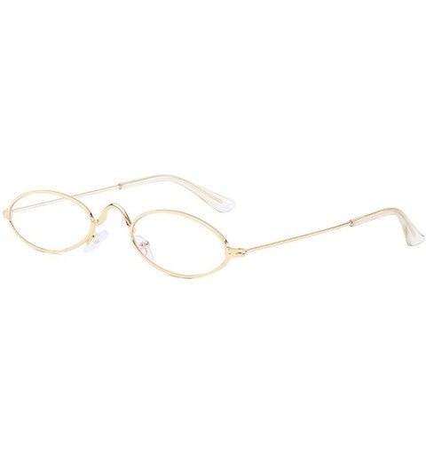 Rimless Unisex Small Frame Oval Sunglasses for Men and Women Trendy Fashion Sunglasses Metal Frame - J - CI1908N70DU $10.14