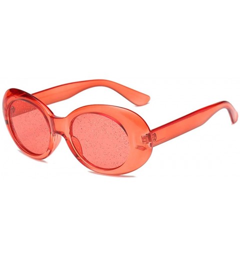 Square Women's Cat Eye Sunglasses Retro Oval Oversized Plastic Lenses glasses - Red - CC18NLSD58Q $9.47