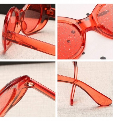 Square Women's Cat Eye Sunglasses Retro Oval Oversized Plastic Lenses glasses - Red - CC18NLSD58Q $9.47