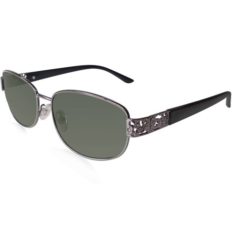 Rectangular Women's Fashion Metal Hollow Deasign Frame Small Rectangular UV400 Lens Sunglasses FW1013 C2 dark green - CX18CMW...