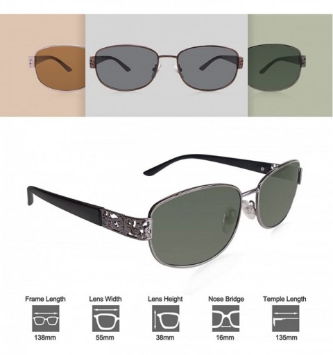 Rectangular Women's Fashion Metal Hollow Deasign Frame Small Rectangular UV400 Lens Sunglasses FW1013 C2 dark green - CX18CMW...