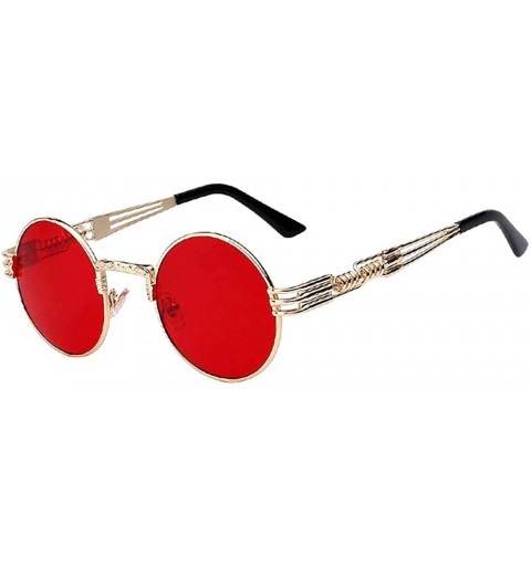 Round Steampunk Gothic - 002 Retro Vintage Hippie Colored Metal Round Circle Frame Sunglasses Colored Lens - CM18Q2045U4 $11.73