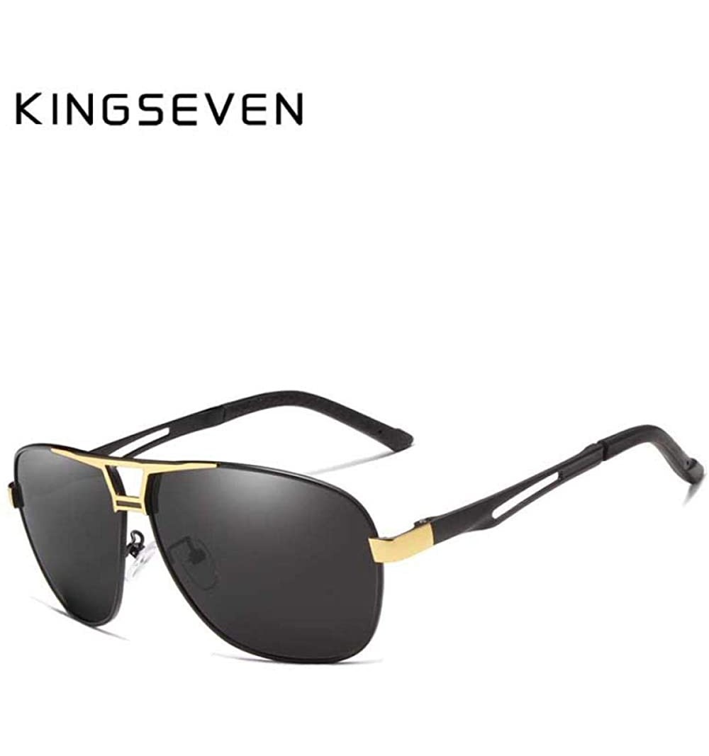 Aviator Classic Polarized Sunglasses Men Driving Aluminium Brown Frame Gold Brown - Gold Gray - CM18XQZ6CTM $13.81
