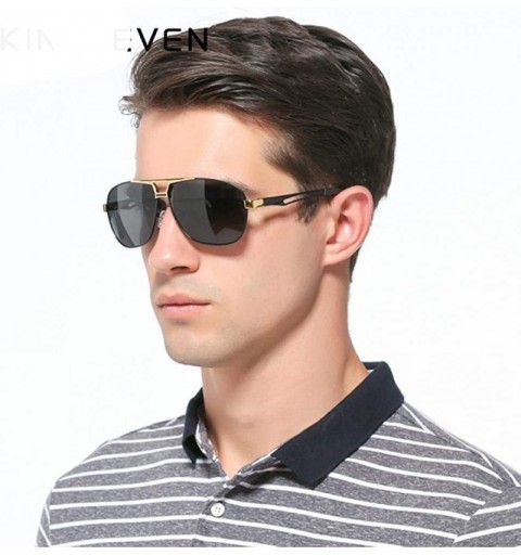 Aviator Classic Polarized Sunglasses Men Driving Aluminium Brown Frame Gold Brown - Gold Gray - CM18XQZ6CTM $13.81