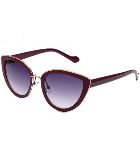 Goggle Women's Cat Eye Sunglasses Colorful Film Color Maroon - CI11ZSIRC7P $7.58