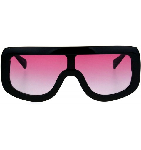 Shield Robotic Retro Funky Shield Oversize Flat Top Racer Sunglasses - Black Pink - CZ17YK9MQC2 $20.18