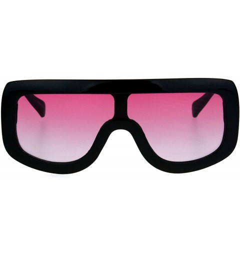 Shield Robotic Retro Funky Shield Oversize Flat Top Racer Sunglasses - Black Pink - CZ17YK9MQC2 $13.01