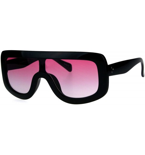 Shield Robotic Retro Funky Shield Oversize Flat Top Racer Sunglasses - Black Pink - CZ17YK9MQC2 $13.01