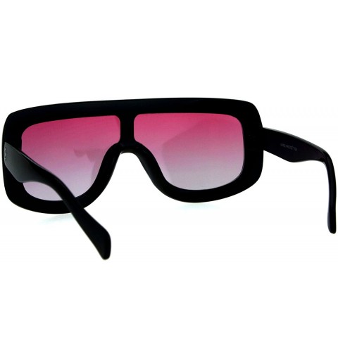 Shield Robotic Retro Funky Shield Oversize Flat Top Racer Sunglasses - Black Pink - CZ17YK9MQC2 $13.01