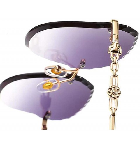 Aviator Women's fashion sunglasses- frameless fashion sunglasses ladies fox head multicolor sunglasses - D - CV18RT5YOKM $41.82