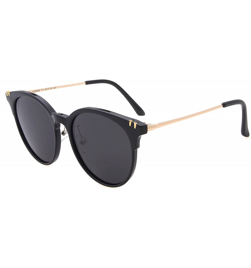 Rimless Fashion Polarized Sunglasses for Women Retro Style UV400 Lens Round - 黑色 - CC18E2NDS4E $13.30