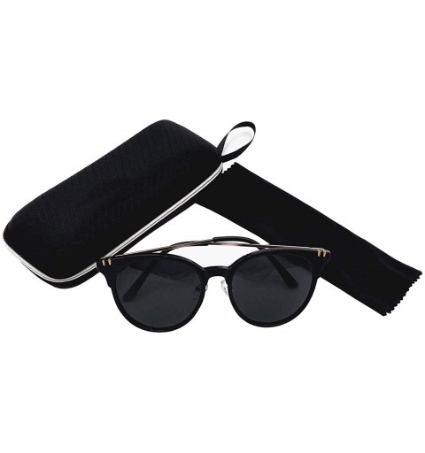 Rimless Fashion Polarized Sunglasses for Women Retro Style UV400 Lens Round - 黑色 - CC18E2NDS4E $13.30