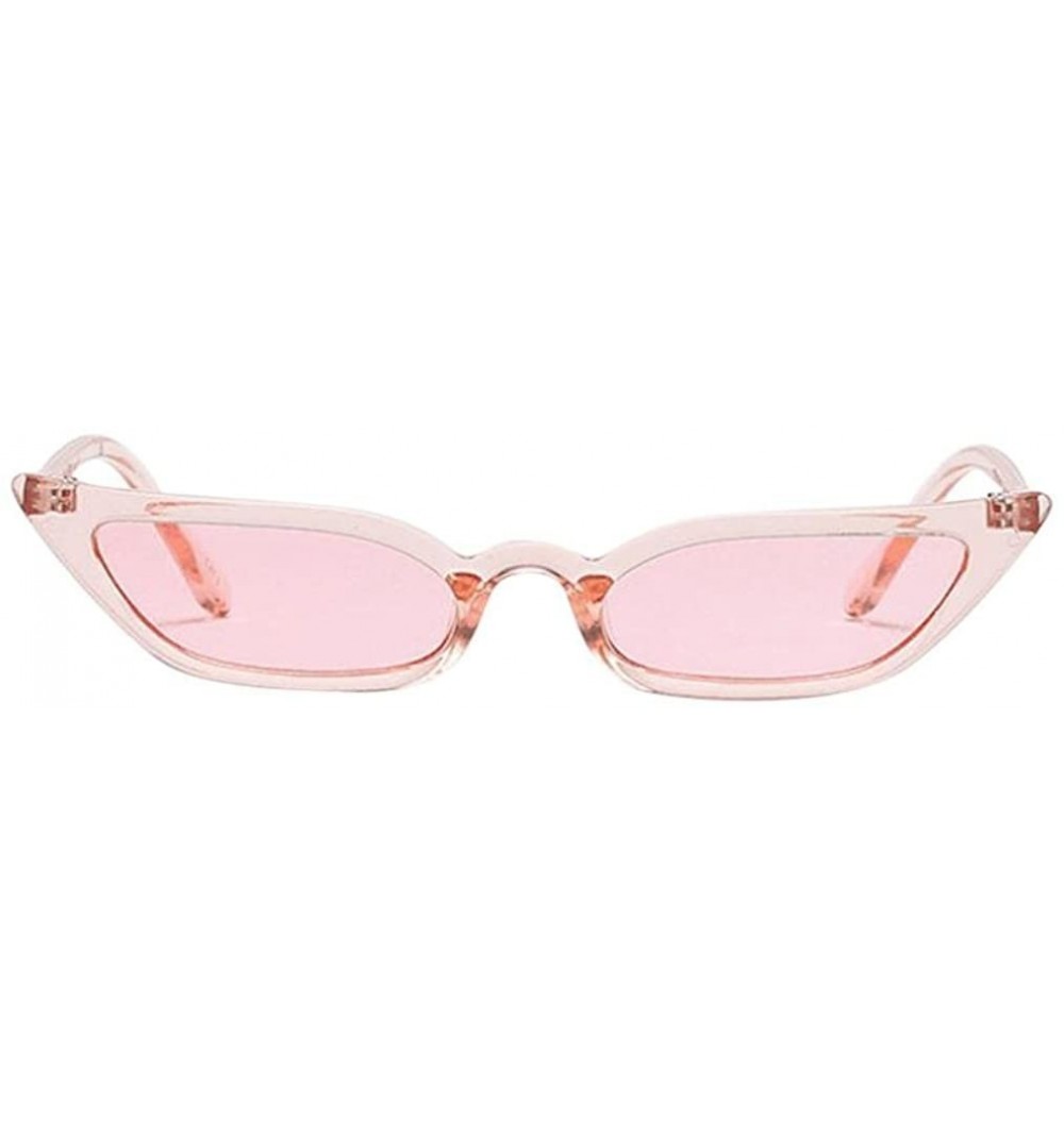 Oval Ladies Vintage Cat Eye Small Frame Eyewear Sunglasses - Pink - CW18EWZA7LD $5.97
