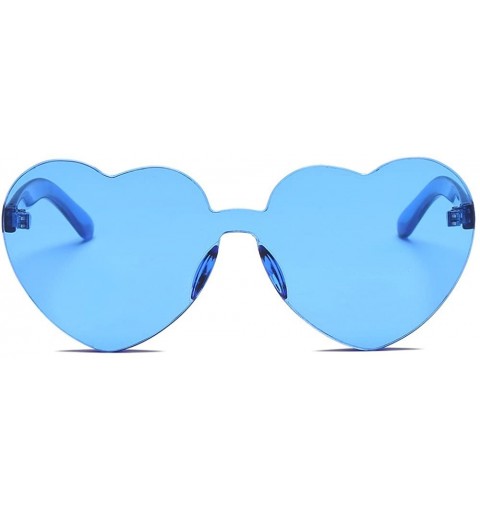 Shield Sunglasses And Eyewear Women Fashion Heart-shaped Shades Sunglasses Integrated UV Candy Colored Glasses - Blue - C318N...